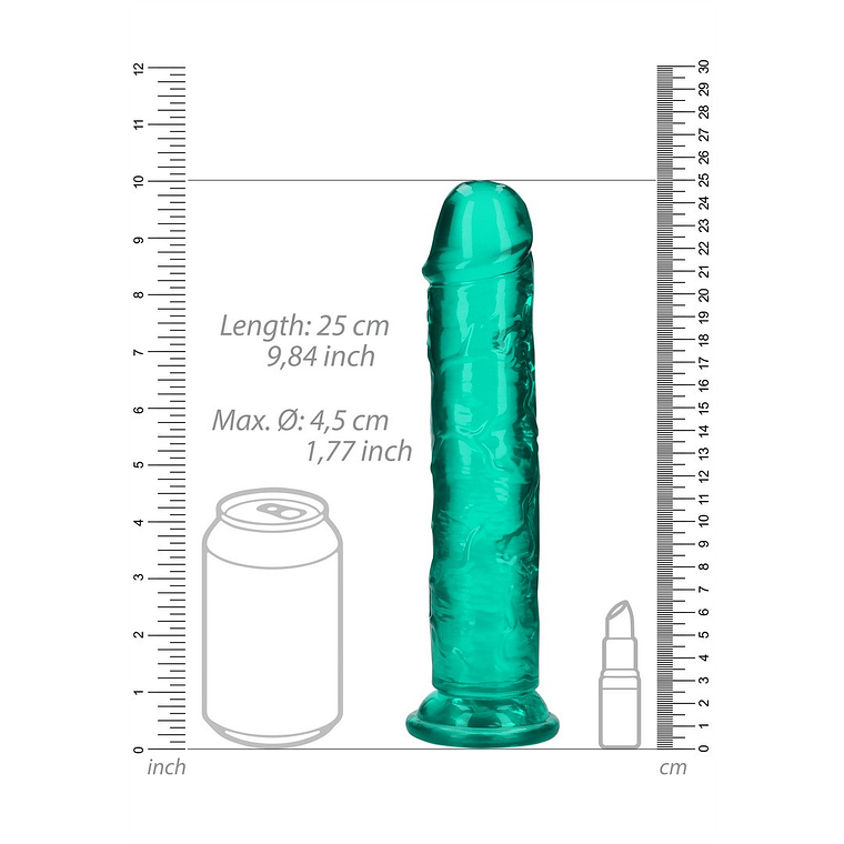 DILDO STRAIGHT REALISTIC CRYSTAL CLEAR 9 /23 CM VERDE REALROCK 6