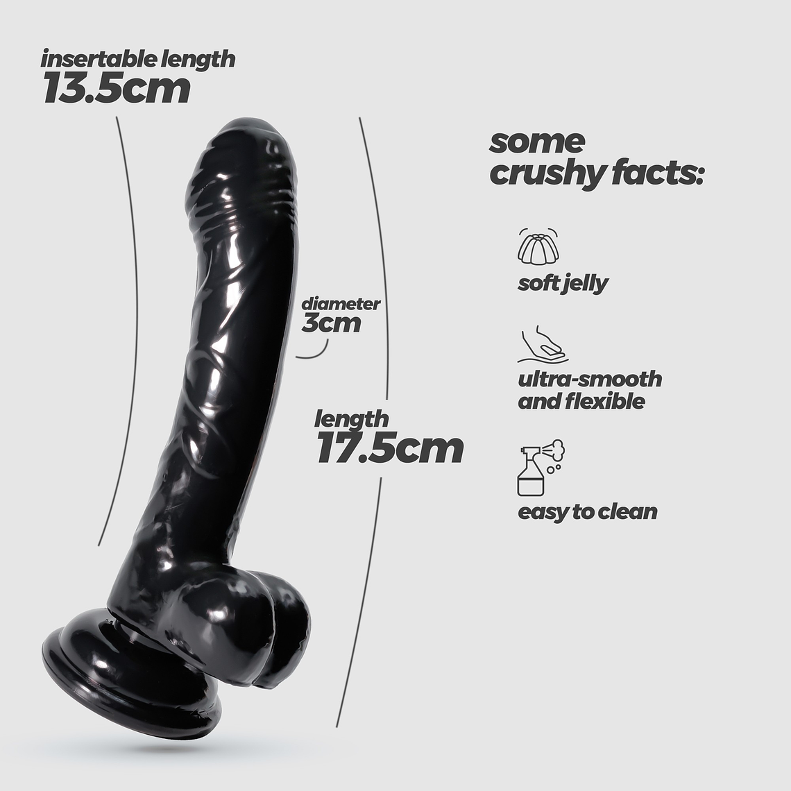HUDINI DILDO ANAL JELLY PRETO CRUSHIOUS 8