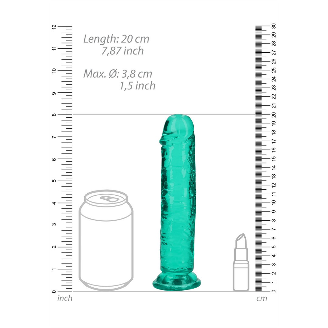 DILDO STRAIGHT REALISTIC CRYSTAL CLEAR 7 /18 CM VERDE REALROCK 6