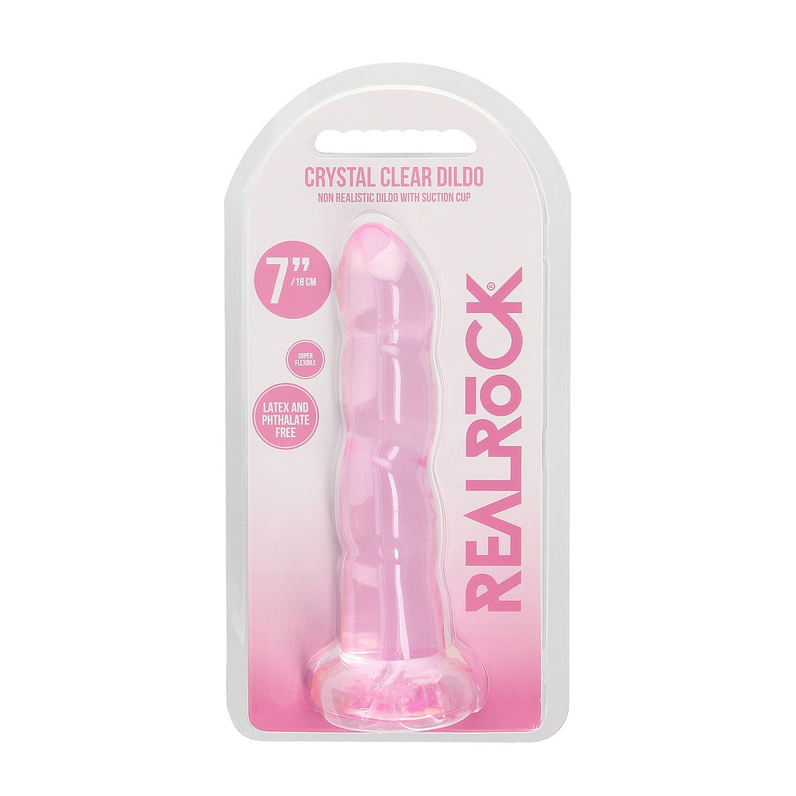 DILDO NON-REALISTIC CRYSTAL CLEAR 7 /17 CM ROSA REALROCK 2