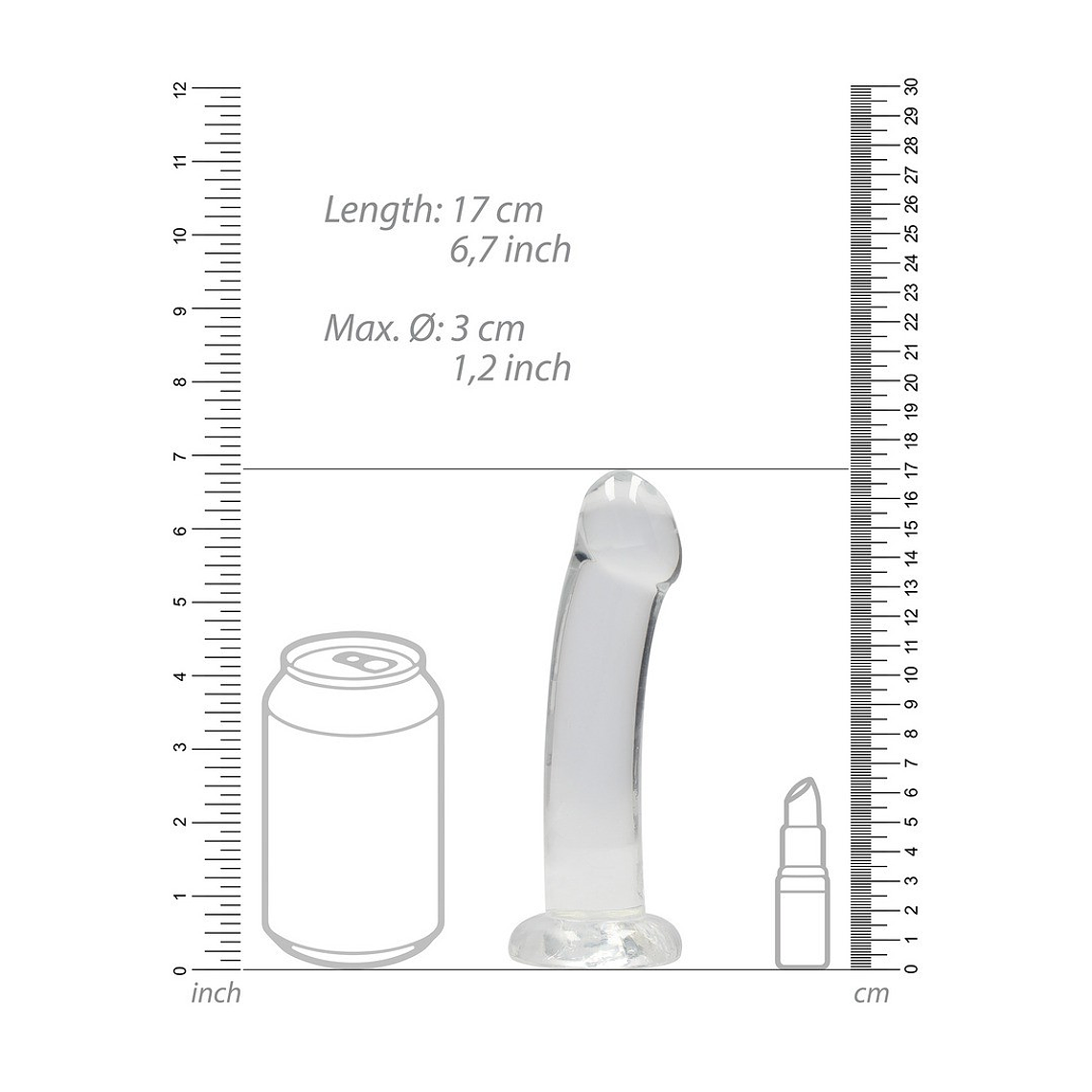 DILDO NON-REALISTIC CRYSTAL CLEAR 7 /17 CM TRANSPARENTE REALROCK 5