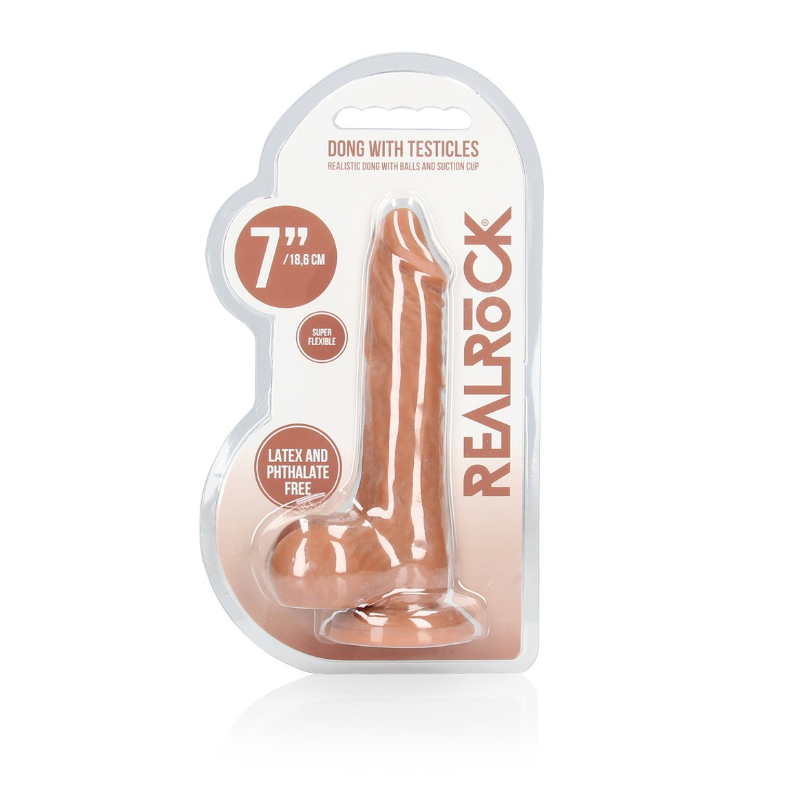 DILDO COM TESTÍCULOS TAN 7 / 17 CM REALROCK 2