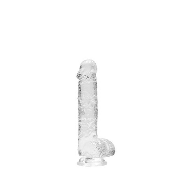 DILDO REALISTA COM TESTÍCULOS CRYSTAL CLEAR 6 /15 CM TRANSPARENTE REALROCK 1