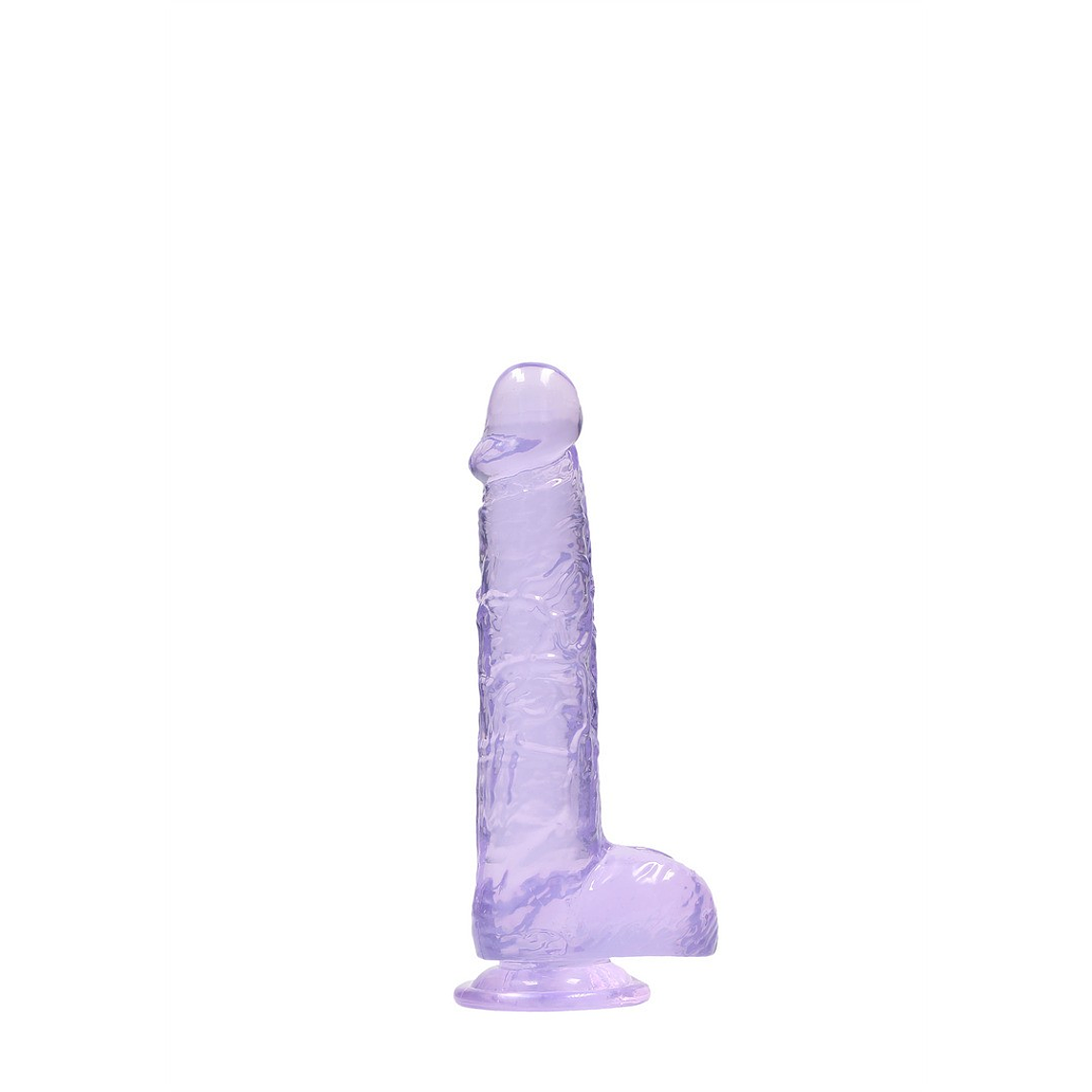 DILDO REALISTA COM TESTÍCULOS CRYSTAL CLEAR 6 /15 CM ROXO REALROCK 3
