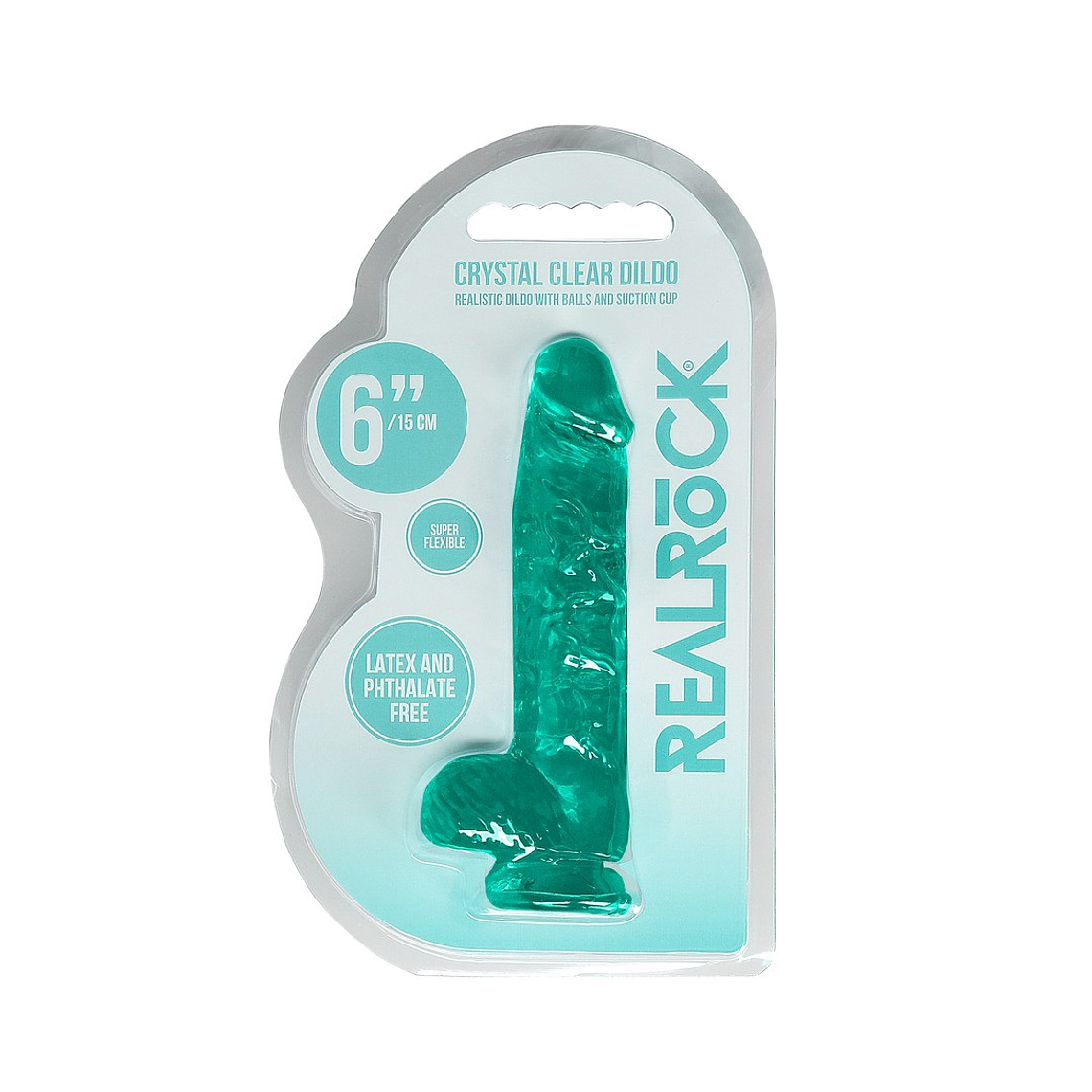 DILDO REALISTA COM TESTÍCULOS CRYSTAL CLEAR 6 /15 CM VERDE REALROCK 2