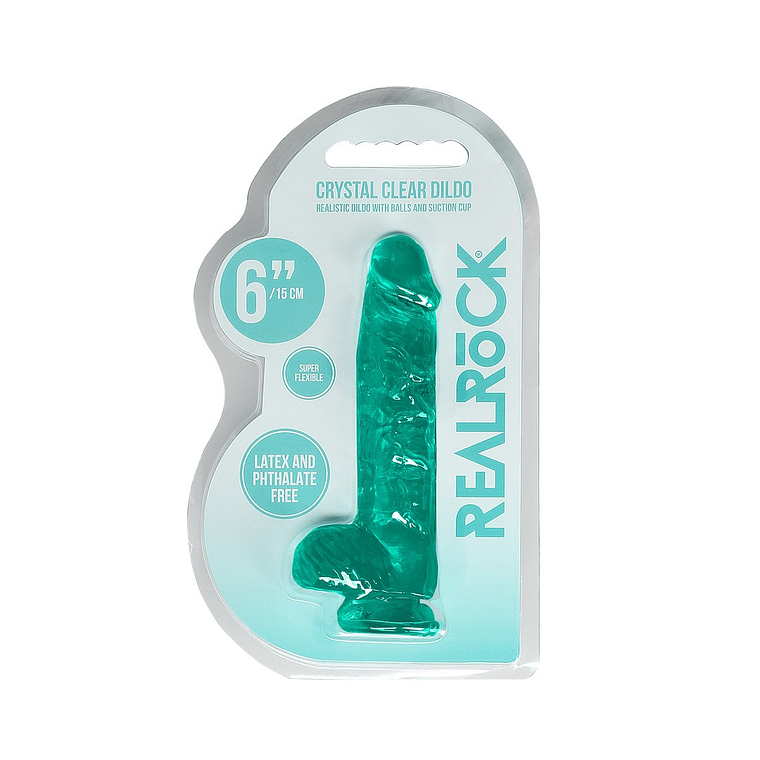 DILDO REALISTA COM TESTÍCULOS CRYSTAL CLEAR 6 /15 CM VERDE REALROCK 2