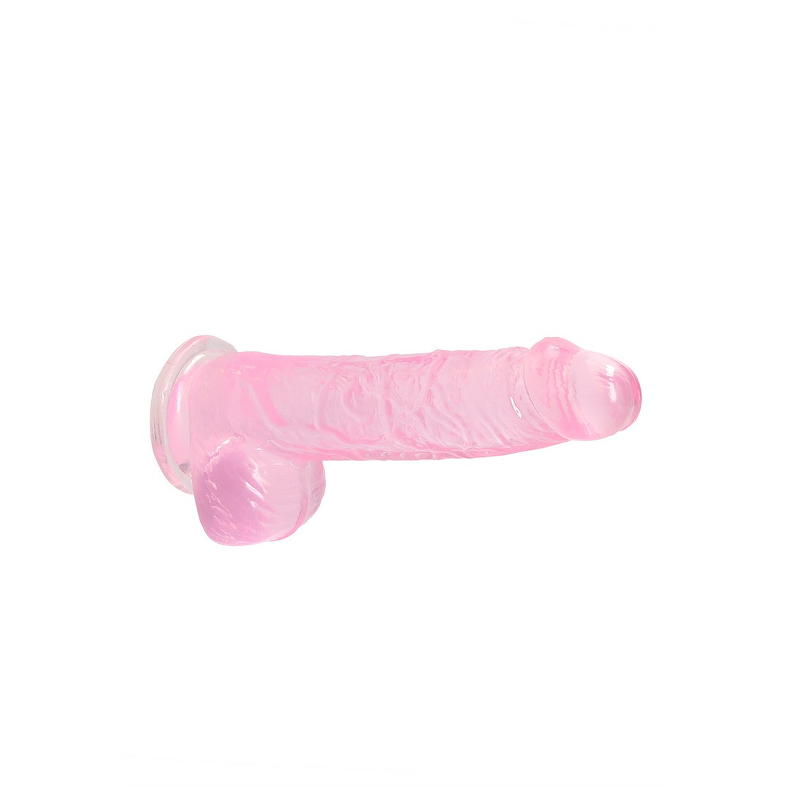 DILDO REALISTA COM TESTÍCULOS CRYSTAL CLEAR 6 /15 CM ROSA REALROCK 4
