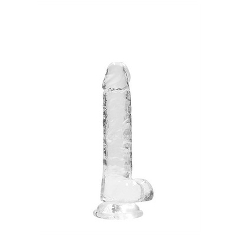 DILDO REALISTA COM TESTÍCULOS CRYSTAL CLEAR 7 /18 CM TRANSPARENTE REALROCK 1