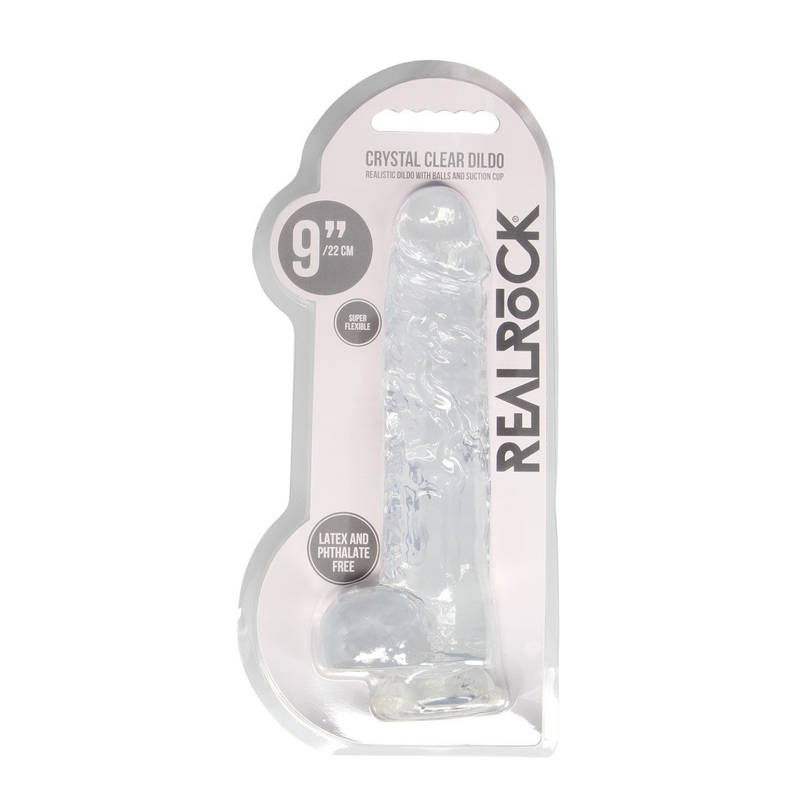 DILDO REALISTA COM TESTÍCULOS CRYSTAL CLEAR 9 /23CM TRANSPARENTE REALROCK 2