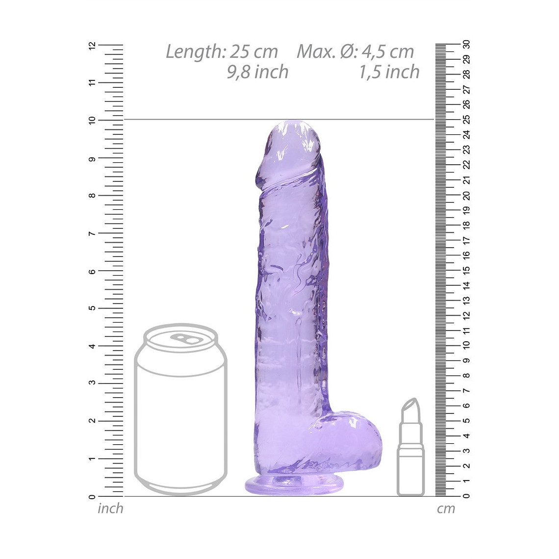 DILDO REALISTA COM TESTÍCULOS CRYSTAL CLEAR 9 /23 CM REALROCK 6