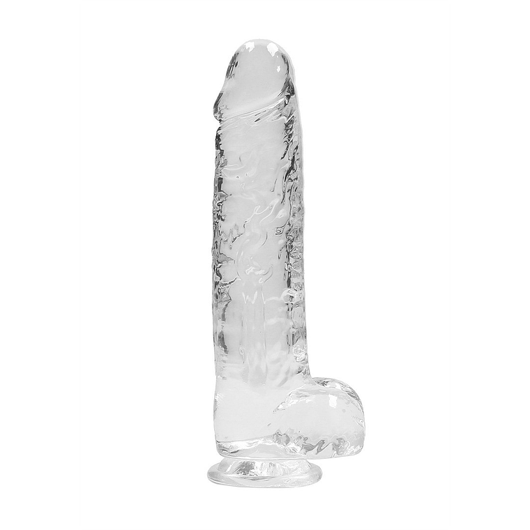 DILDO REALISTA COM TESTÍCULOS CRYSTAL CLEAR 9 /23CM TRANSPARENTE REALROCK 3