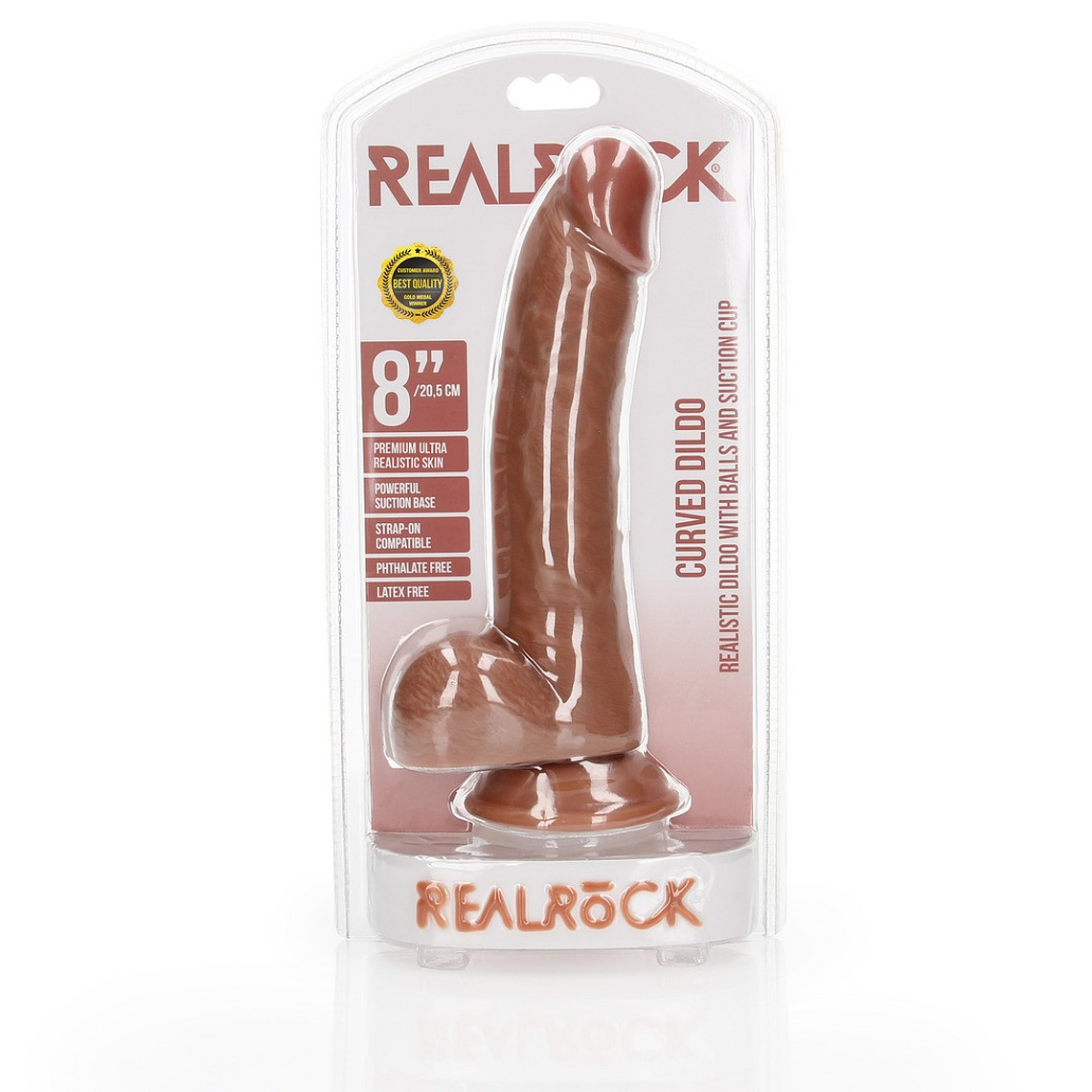 DILDO REALISTA COM TESTÍCULOS CURVED 8 /20,5 CM REALROCK 2