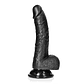 DILDO REALISTA COM TESTÍCULOS CURVED 7 /18CM PRETO REALROCK - Miniatura 4
