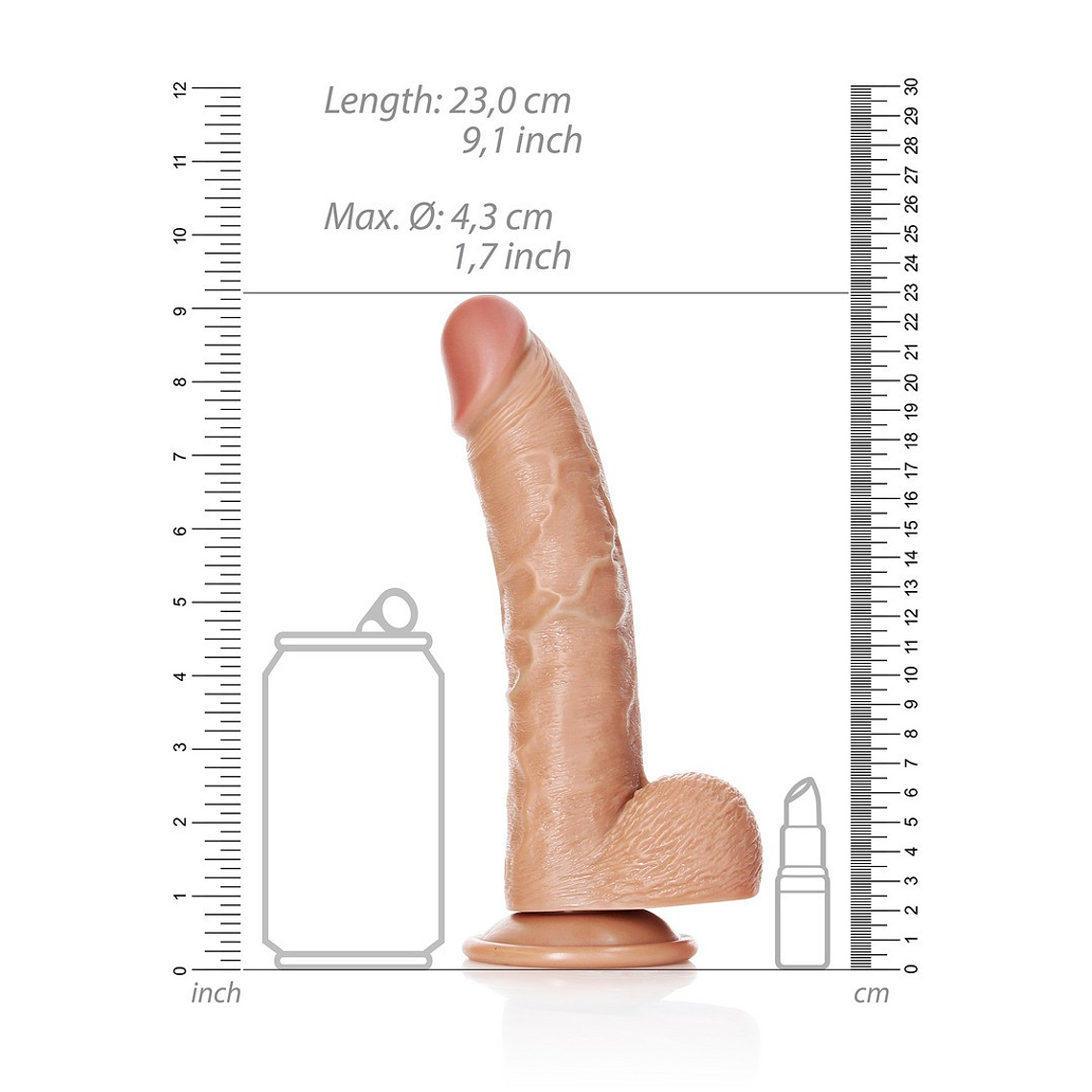 DILDO REALISTA COM TESTÍCULOS CURVED 8 /20,5 CM REALROCK 6