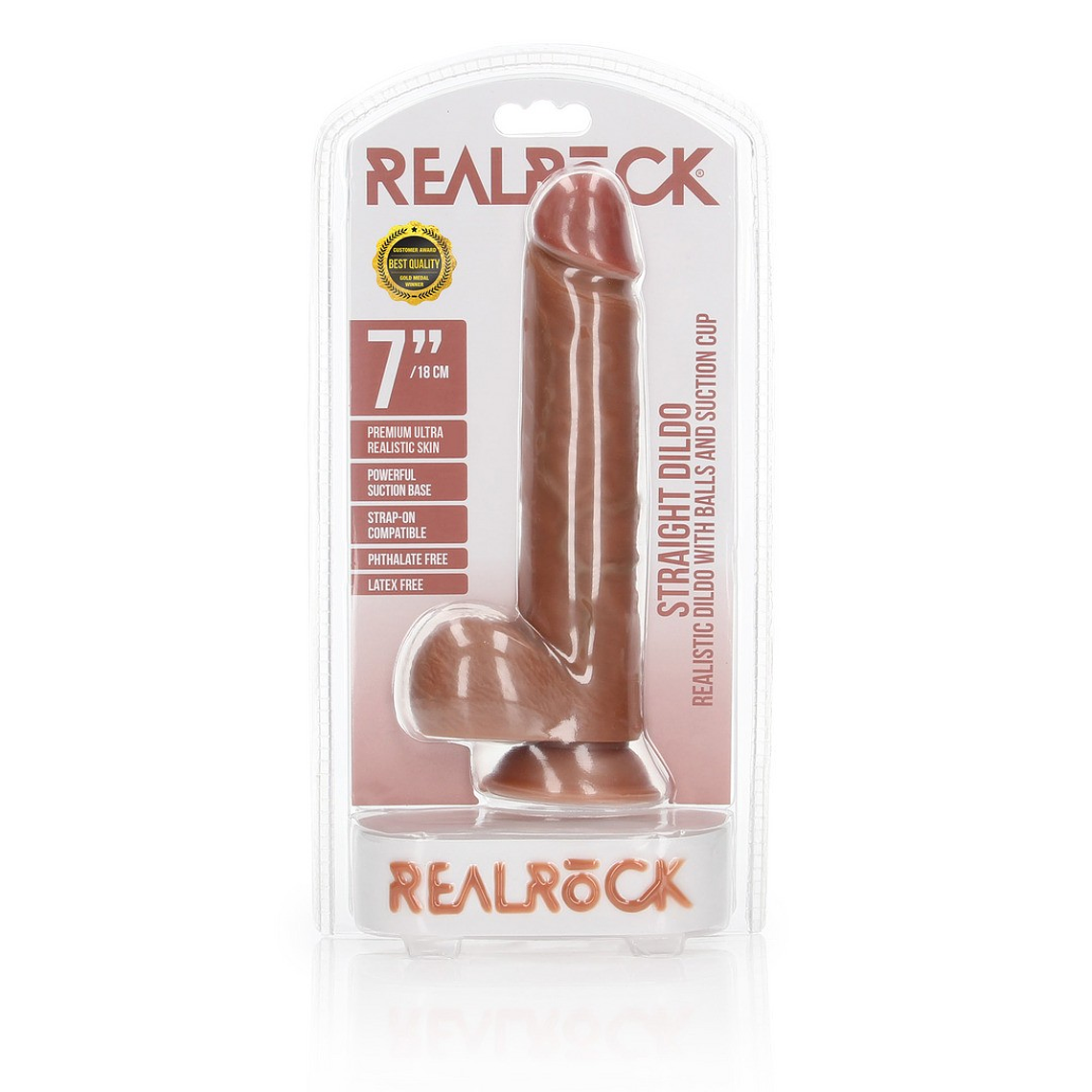 DILDO REALISTA COM TESTÍCULOS STRAIGHT 7 /18 CM REALROCK 2