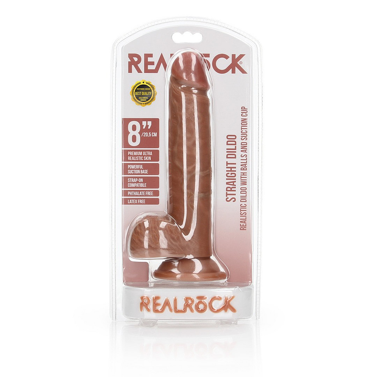 DILDO REALISTA COM TESTÍCULOS STRAIGHT 8 /20,5 CM REALROCK 2
