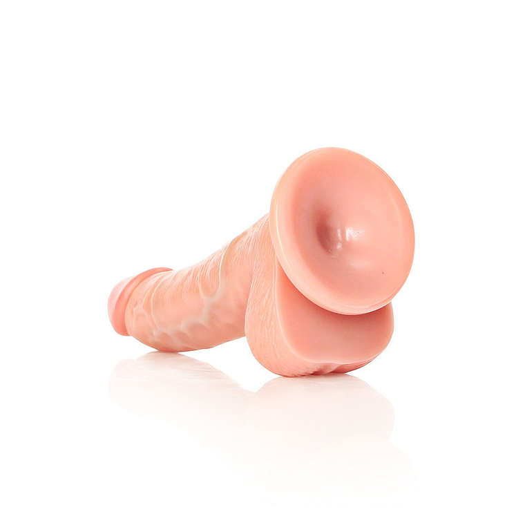 DILDO REALISTA COM TESTÍCULOS CURVED 6 /15,5 CM FLESH REALROCK 5
