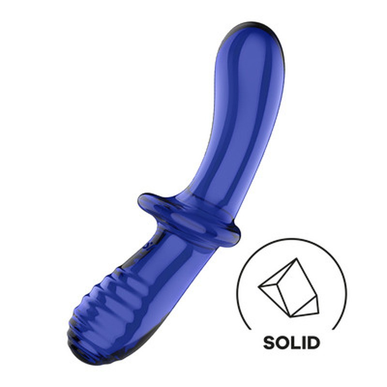 DILDO DE VIDRO DOUBLE CRYSTAL AZUL SATISFYER 1