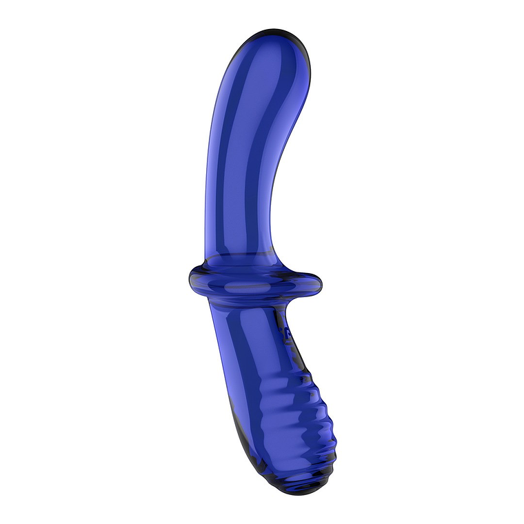 DILDO DE VIDRO DOUBLE CRYSTAL AZUL SATISFYER 4