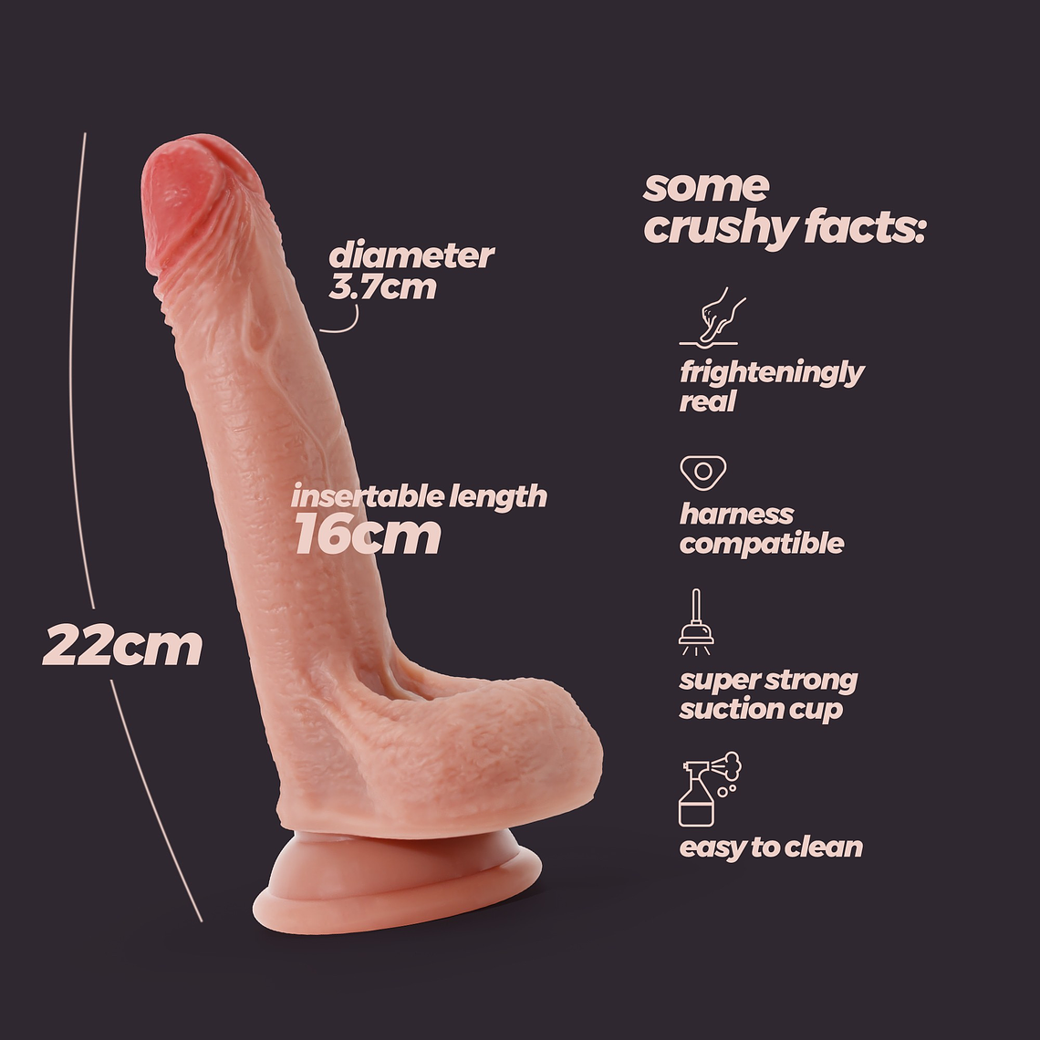 DILDO DE SILICONE LÍQUIDO INVIKTUS 8 CRUSHIOUS PELE 8
