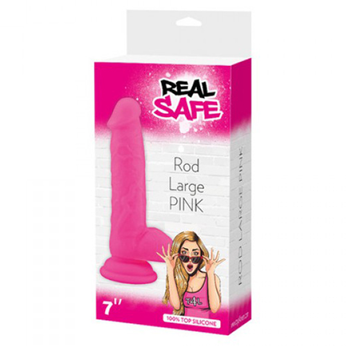 DILDO EM SILICONE REAL SAFE ROD LARGE ROSA 2