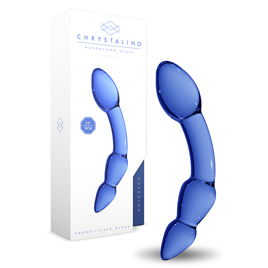 DILDO EM VIDRO SUPERIOR CHRYSTALINO AZUL 1