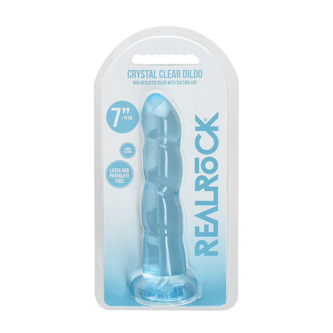 DILDO NON-REALISTIC CRYSTAL CLEAR 7 /17 CM AZUL REALROCK 2