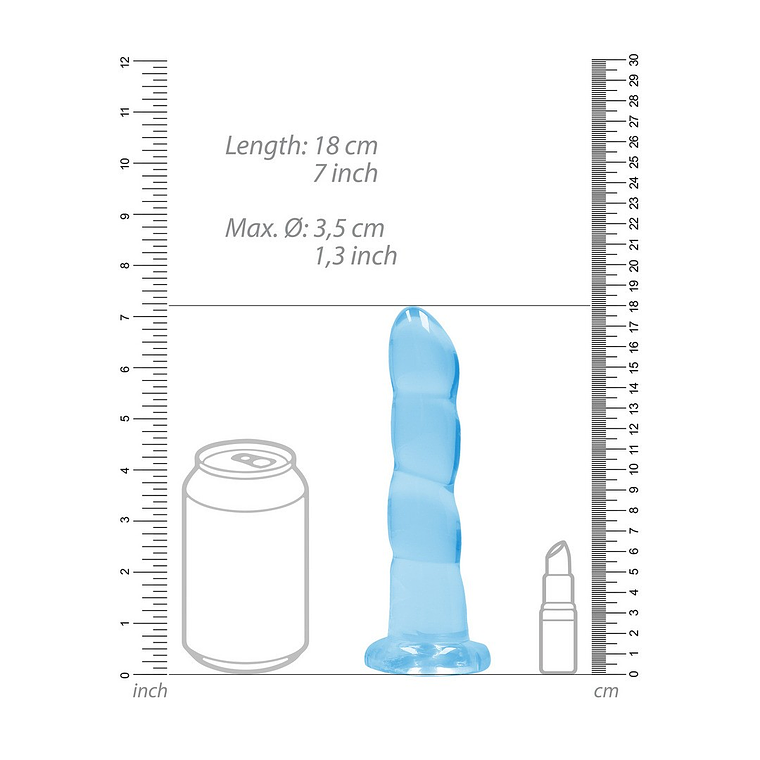 DILDO NON-REALISTIC CRYSTAL CLEAR 7 /17 CM AZUL REALROCK 4