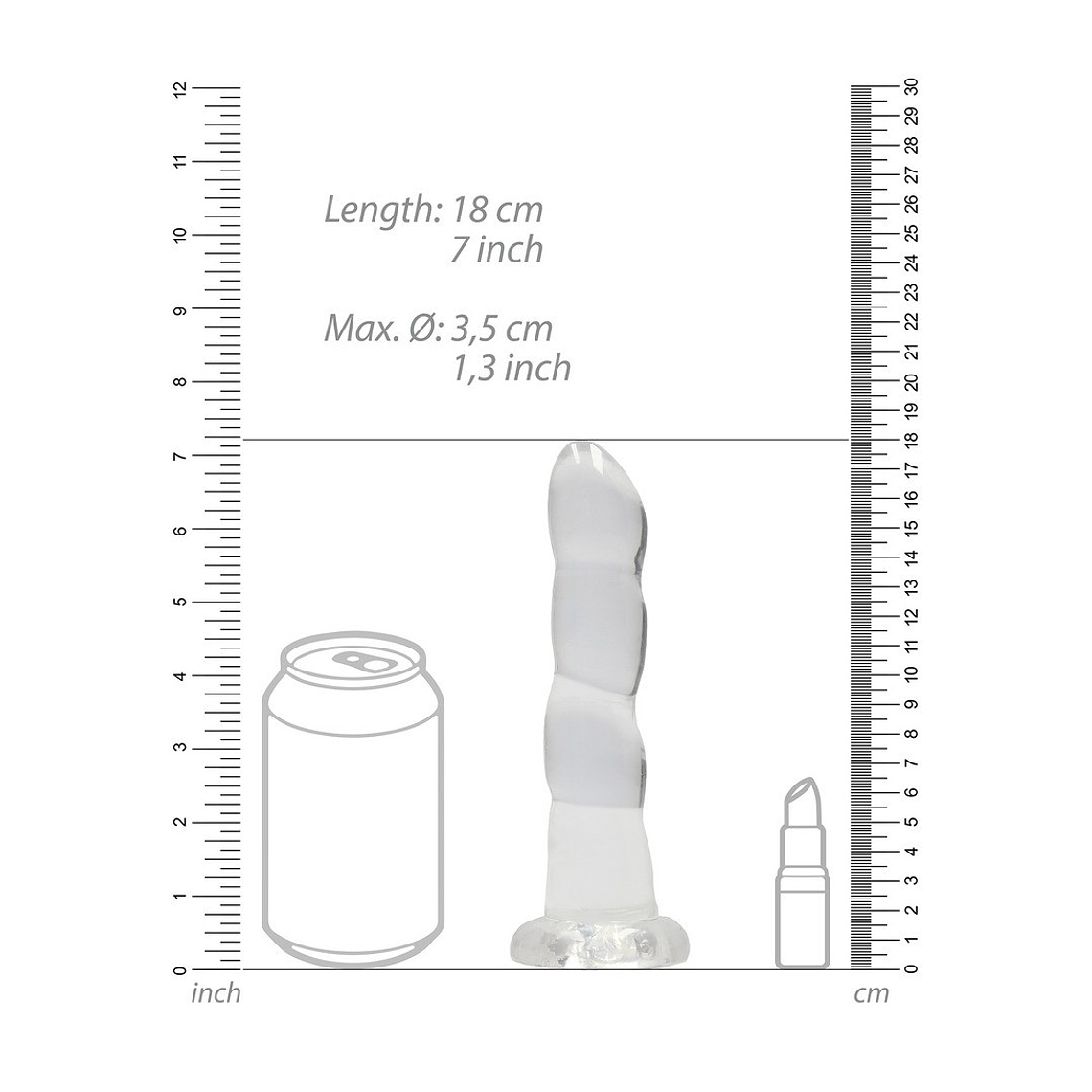 DILDO NON-REALISTIC CRYSTAL CLEAR 7 /17 CM REALROCK 4
