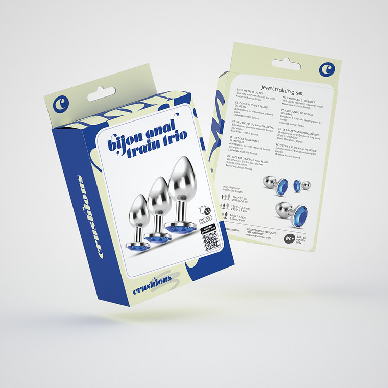 ANAL TRAIN TRIO BIJOU AZUL CRUSHIOUS COM BOLSAS INDIVIDUAIS GRÁTIS 7