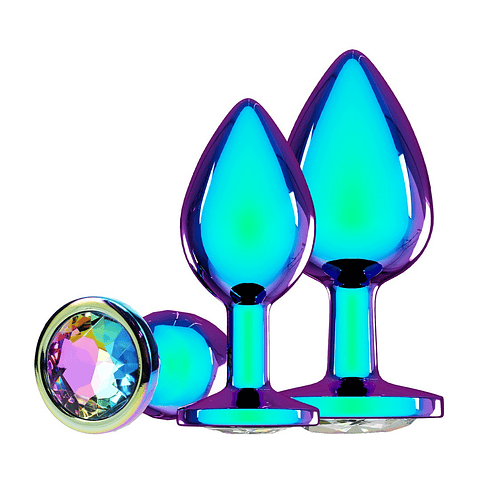 CONJUNTO DE 3 PLUGS ANAIS EM METAL VENICE COLLECTION IRIDESCENT OUCH! 