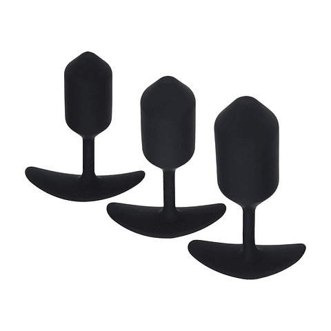 CONJUNTO DE 3 PLUGS ANAIS EM SILICONE COM PESO PRETO LEVELZ 