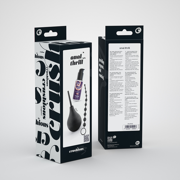 ANAL THRILL DUCHE ANAL 90ML COM LUBRIFICANTE ANAL 50ML E TIRA DE 10 PÉROLAS ANAIS CRUSHIOUS 10