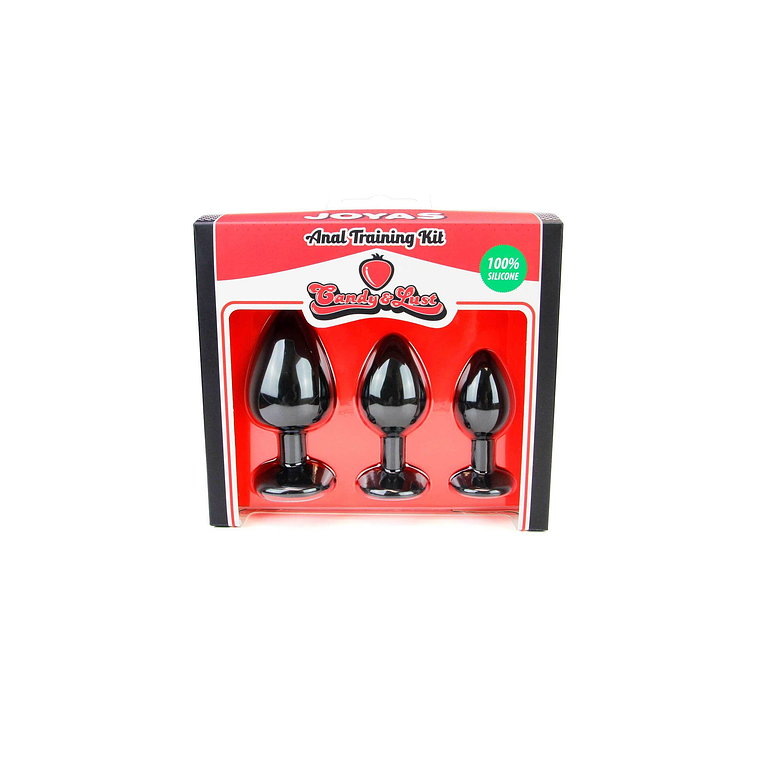 CONJUNTO DE JOIAS PARA TREINO ANAL PRETO CANDY LUST 1
