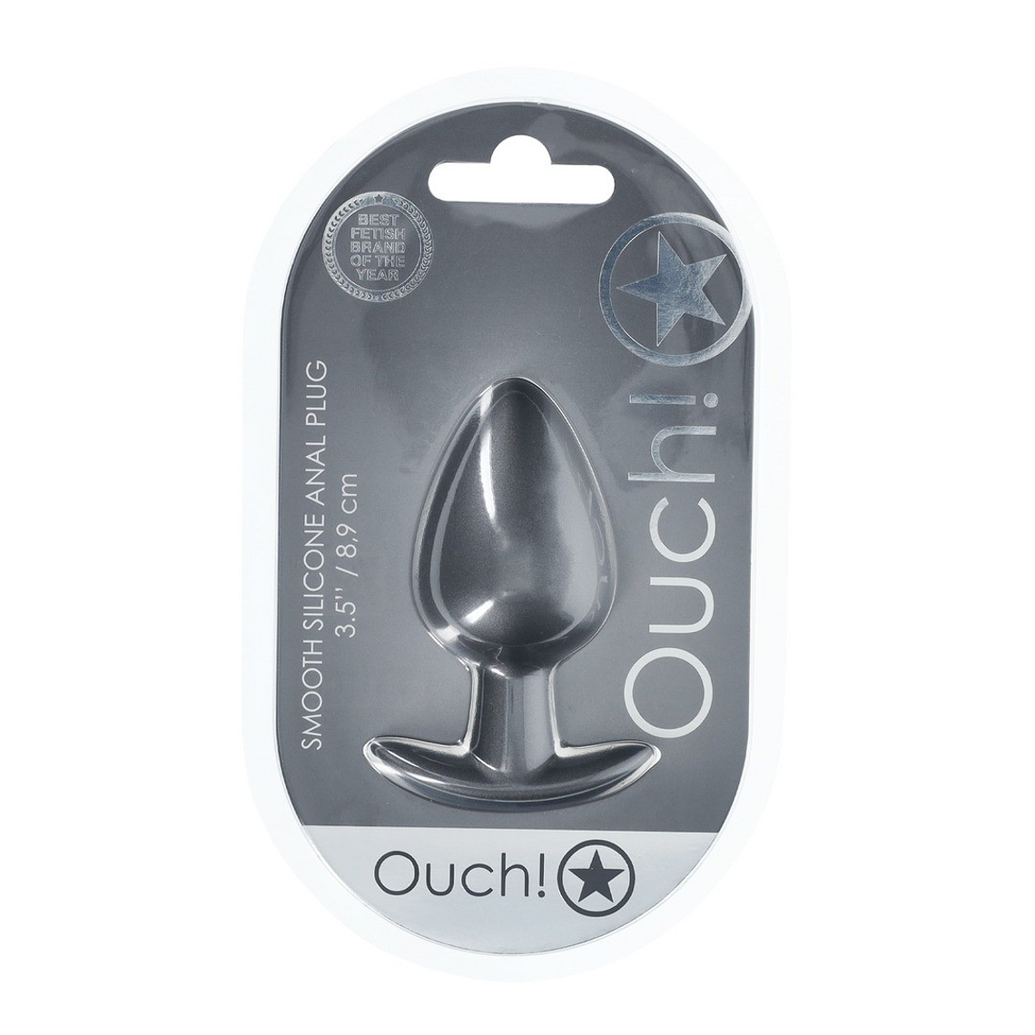 PLUG ANAL SMOOTH SILICONE LARGE 3,5 /8,9 CM GUN METAL OUCH! 2