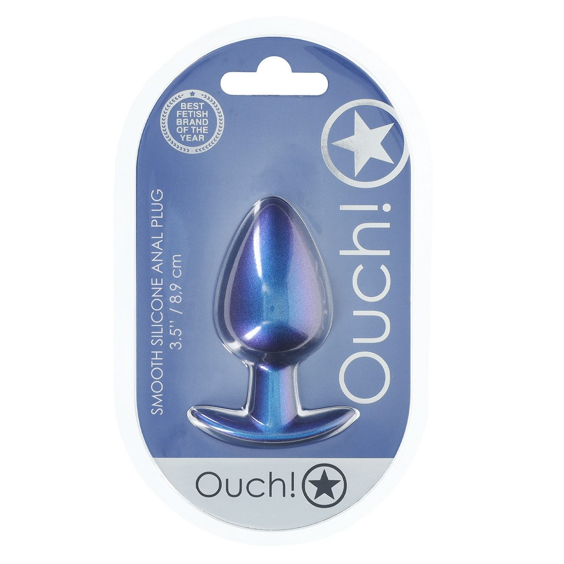 PLUG ANAL SMOOTH SILICONE LARGE 3,5 /8,9 CM METALLIC BLUE OUCH! 2