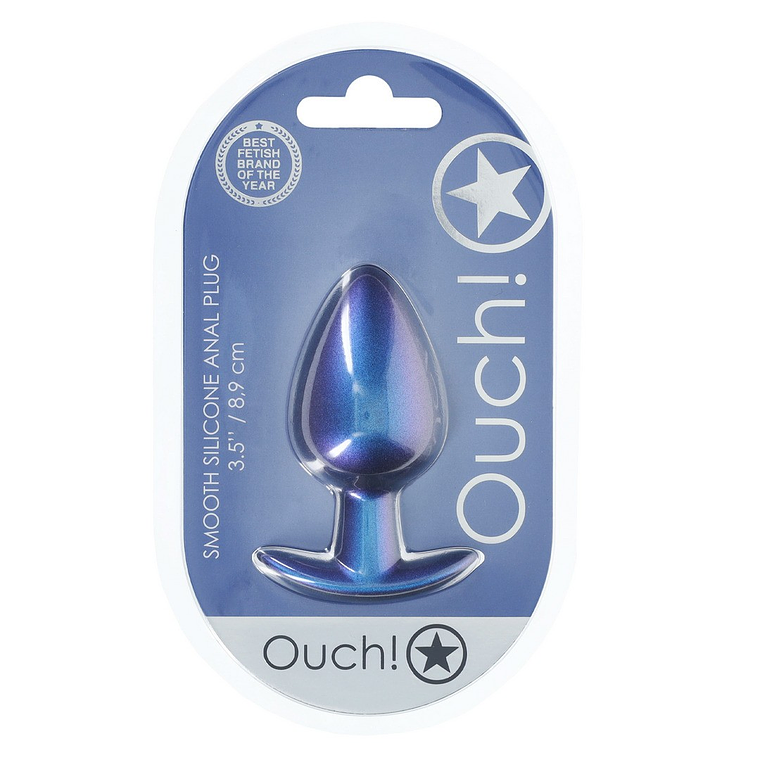 PLUG ANAL SMOOTH SILICONE LARGE 3,5 /8,9 CM METALLIC BLUE OUCH! 2