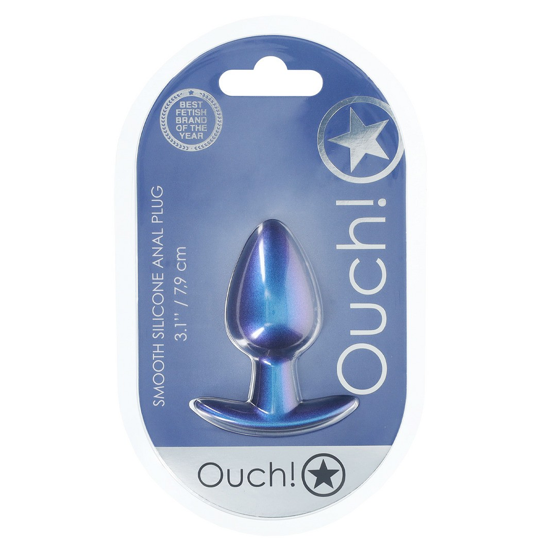 PLUG ANAL SMOOTH SILICONE MEDIUM 3,1 /7,9 CM METALLIC BLUE OUCH! 2