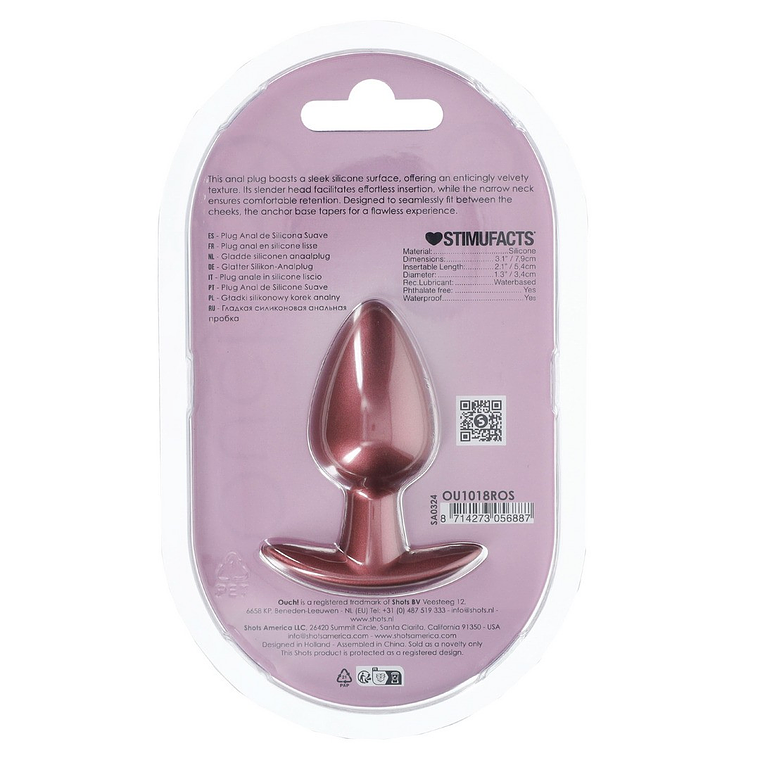 PLUG ANAL SMOOTH SILICONE MEDIUM 3,1 /7,9 CM ROSE GOLD OUCH! 3