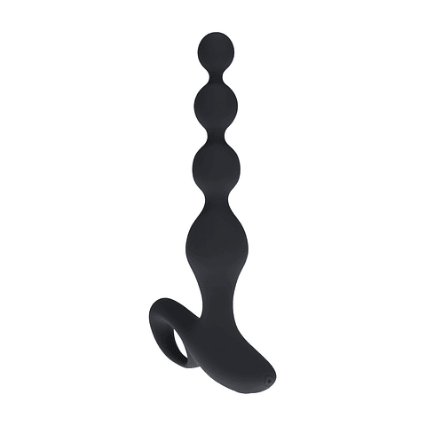 PLUG ANAL VIBRATÓRIO DE SILICONE COM PÉROLAS E COMANDO REMOTO PRETO LEVELZ