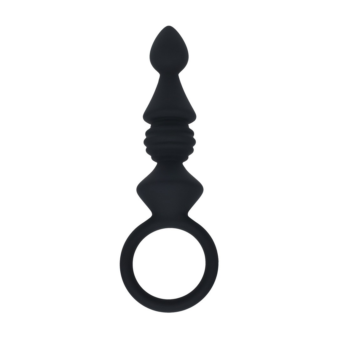 SONDA ANAL EM SILICONE COM ESTRIAS COM ASA PRETO LEVELZ  1