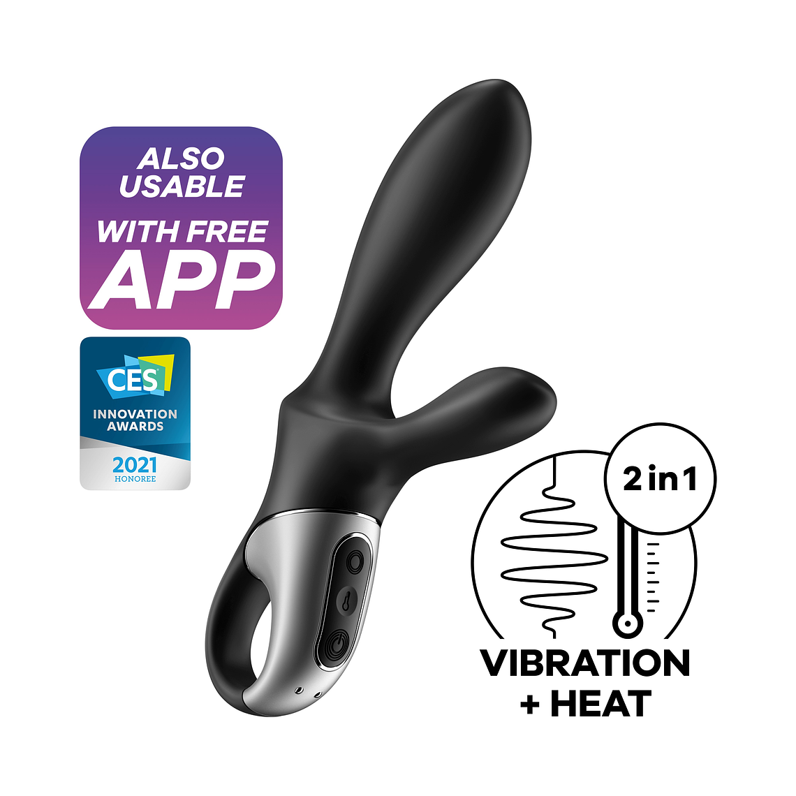 VIBRADOR HEAT CLIMAX + COM APP SATISFYER PRETO 1