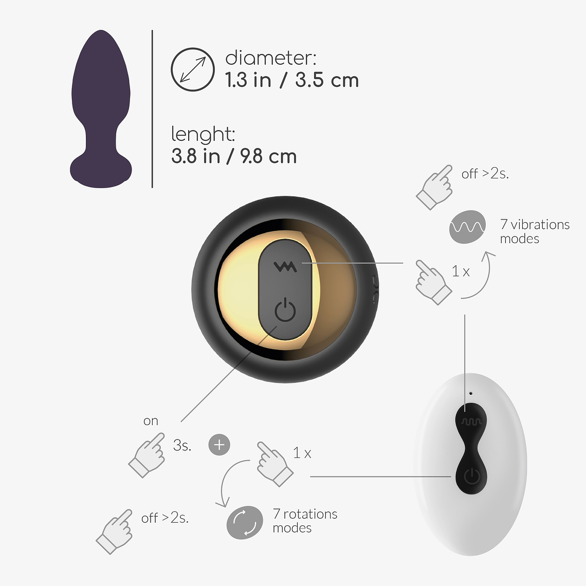 TWISTER PLUG ANAL ROTATIVO COM CONTROLO REMOTO CRUSHIOUS 10