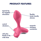 VIBRADOR ANAL GAME CHANGER SATISFYER ROSA - Miniatura 9
