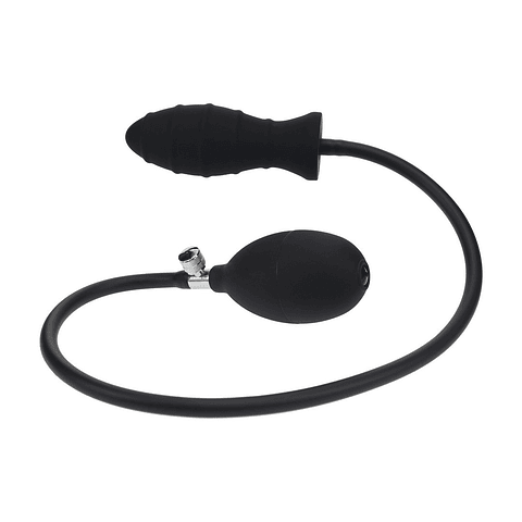 PLUG ANAL DE SILICONE INSUFLÁVEL COM ESTRIAS PRETO LEVELZ 