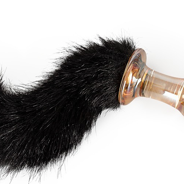 PLUG ANAL EM VIDRO COM CAUDA PRETA 1