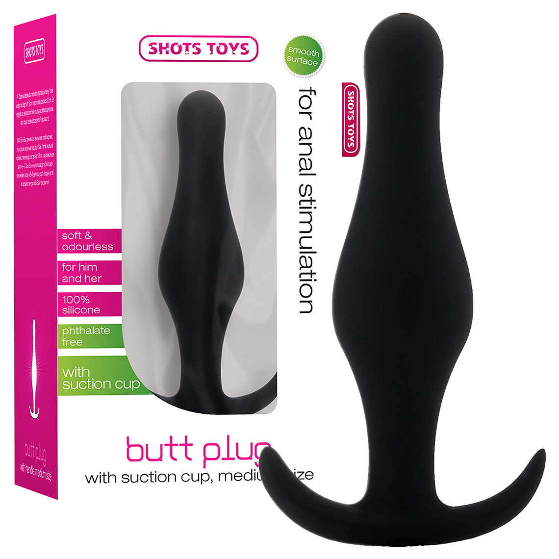 PLUG ANAL BUTT PLUG COM PEGA PRETO MÉDIO 3