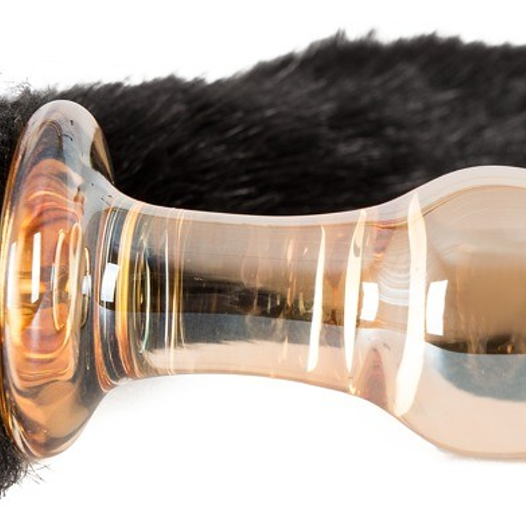 PLUG ANAL EM VIDRO COM CAUDA PRETA 4