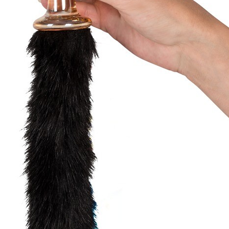 PLUG ANAL EM VIDRO COM CAUDA PRETA 5