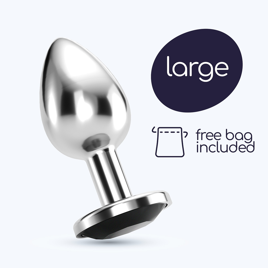 PLUG ANAL JOIA BIJOU PRETO GRANDE CRUSHIOUS COM BOLSA AVELUDADA GRÁTIS 1